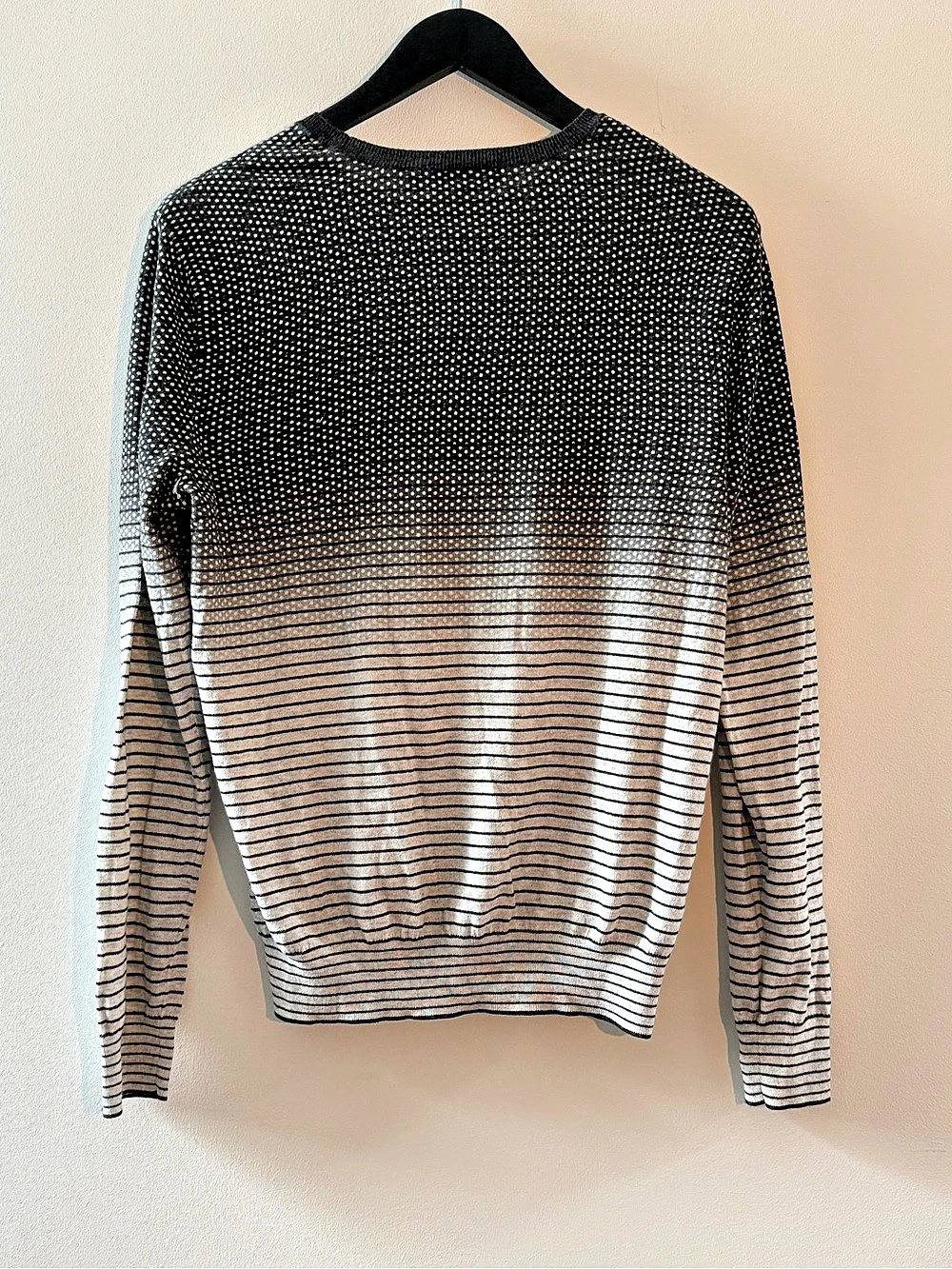 Vince Luxury Ombré Micro-Dot to Stripe Cashmere Blend Sweater M - Picture 6 of 8